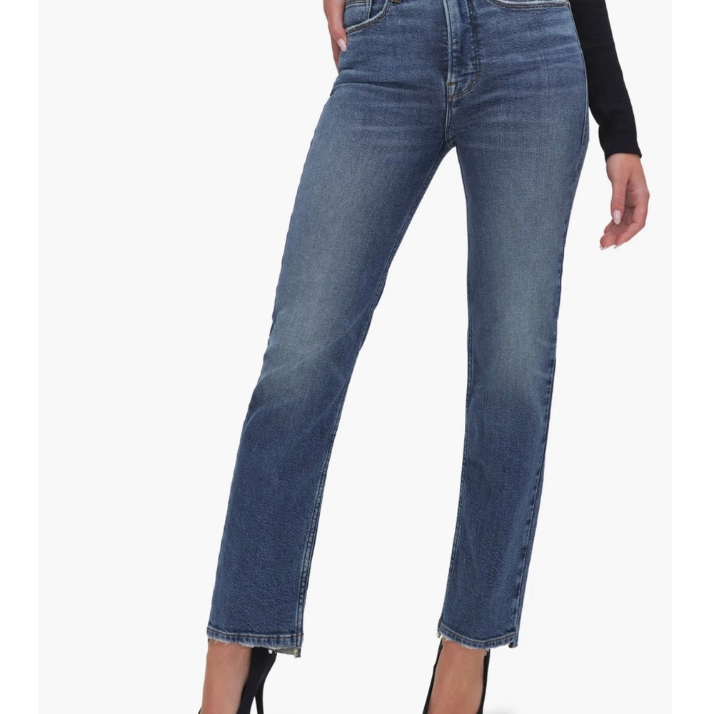 Good Boy Step Hem High Waist Ankle Straight Leg Jeans